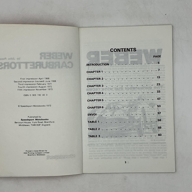Vintage WEBER CARBURETTORS John Passini Paperback 1973 United Kingdom 2 Vols gallery
