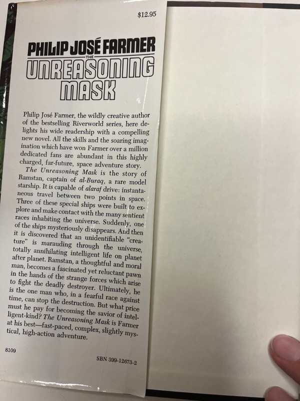 The Unreasoning Mask by Philip Jose Farmer Hardcover w/ Dust Jacket 1st Edition gallery