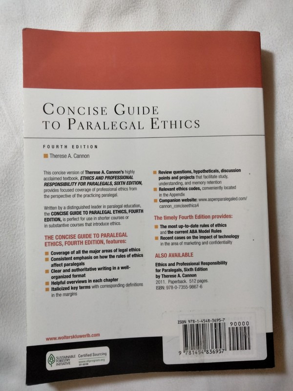Aspen College Ser.: Concise Guide to Paralegal Ethics by Cannon (2013, Trade... gallery
