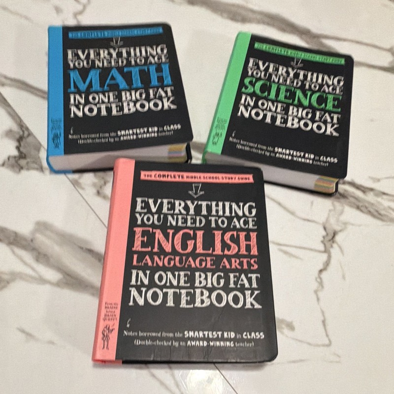 Brain Quest Big Fat Notebook Lot of 3 Study Guides: Math, Science, English LA