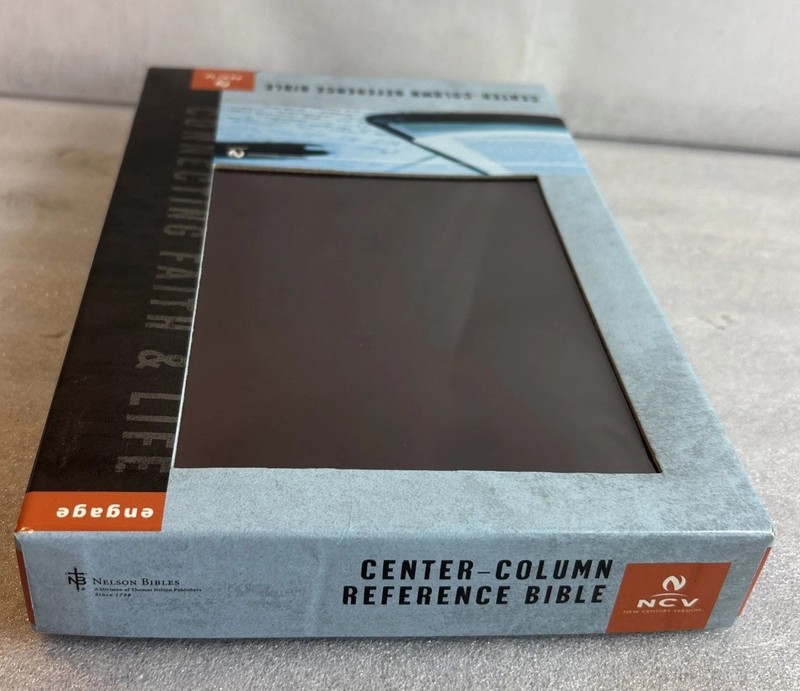 NCV Center Column Reference Bible Burgundy Bonded Leather Red Letter gallery