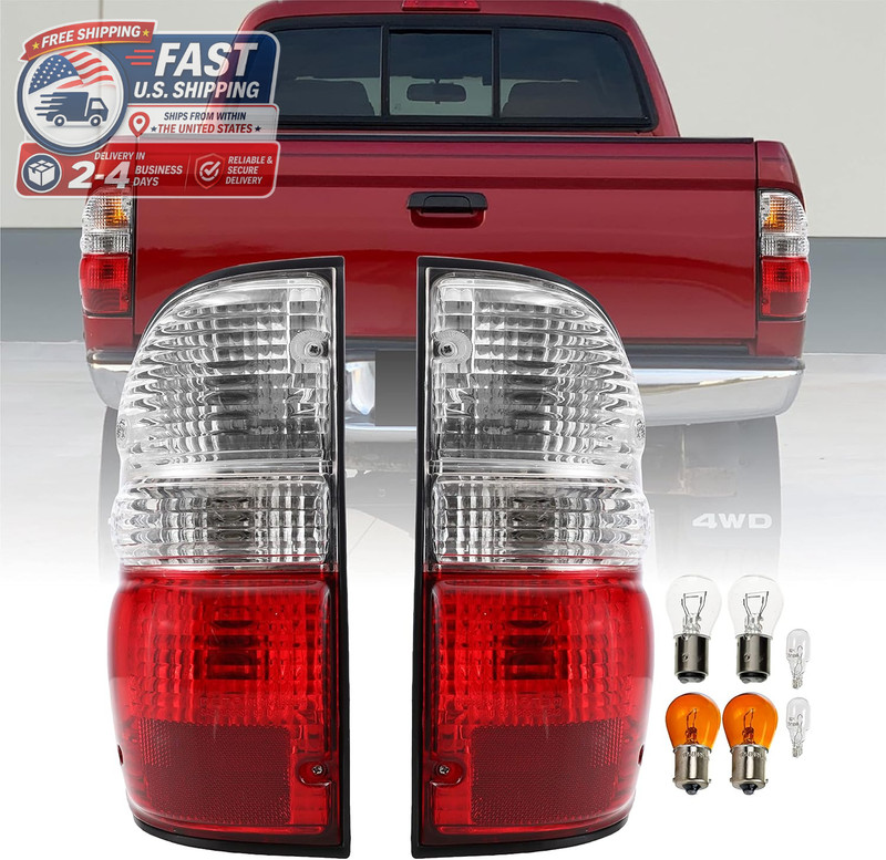 USR 01-04 Tacoma Tail Lights – JDM Style Red/Clear Lens Rear Tail Lamps Set