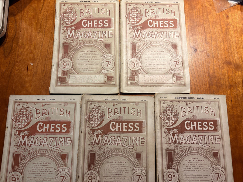 RARE! 1894 British Chess Magazine March & June-Sep.