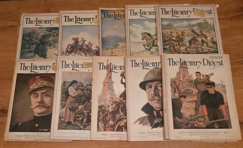 The Literary Digest Magazine 1917-19 Lot of 10 Funk & Wagnalls Company New York