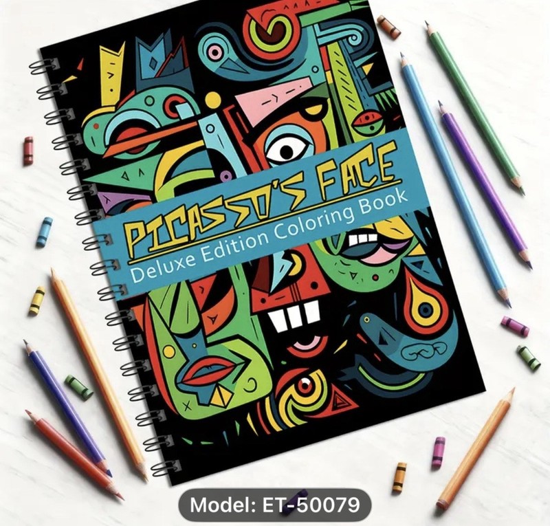 8 X 11 Spiral Bound Adult Coloring Book Picasso Face NEW Shipping Included gallery