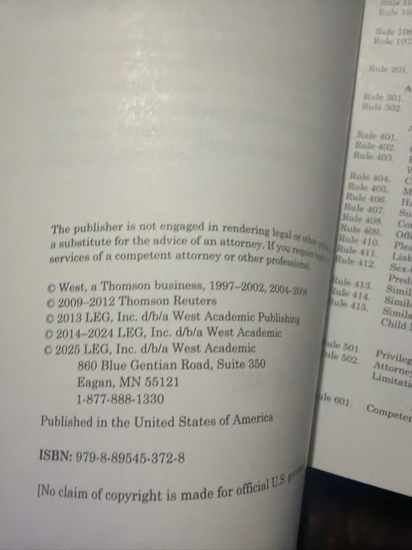 Federal Rules of Evidence 2025-2026 Daniel J Capra West Academic gallery