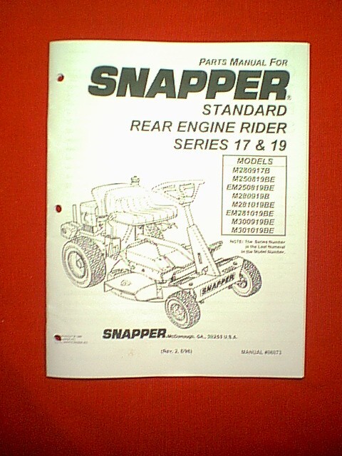 SNAPPER REAR ENGINE RIDING MOWER SERIES 17 & 19 PARTS MANUAL