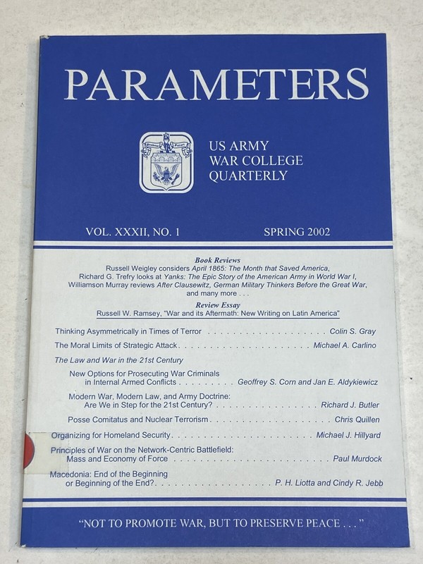 Parameters US Army War College Quarterly Spring 2002 WWI German Military Thinker