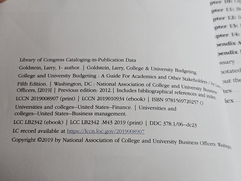 College & University Budgeting 5th Edition Larry Goldstein NACUBO Higher Ed Book gallery