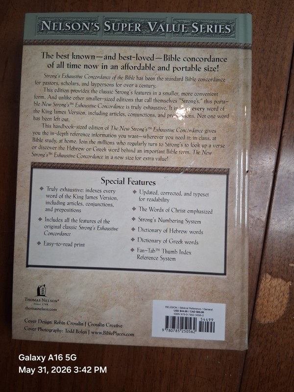 Nelson The New Strong's Exhaustive Concordance Bible HC Thumb Index Strong 2005 gallery
