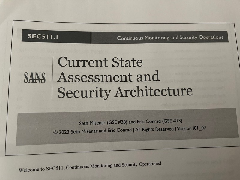 SANS SEC511 2023 Continuous Monitoring & Security Operations, GMON Books w/ USB gallery