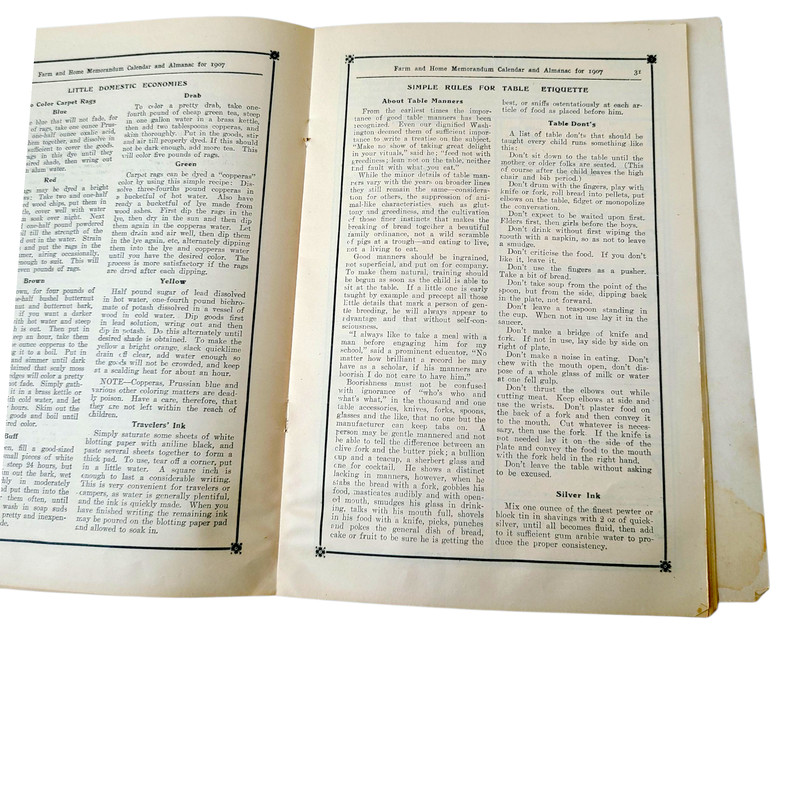 Vintage 1907 FARM AND HOME Almanac & Calendar Art Deco Antique gallery