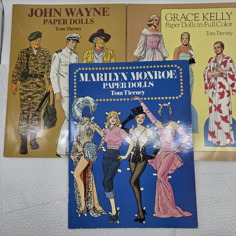 Marilyn Monroe Grace Kelly John Wayne Paper Dolls Tierney Uncut New