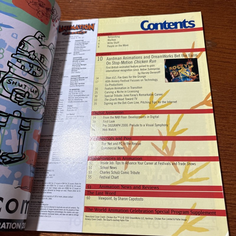 Vintage Animation Magazine Cartoon 2000 June Chicken Run DreamWorks Titan A.E. gallery
