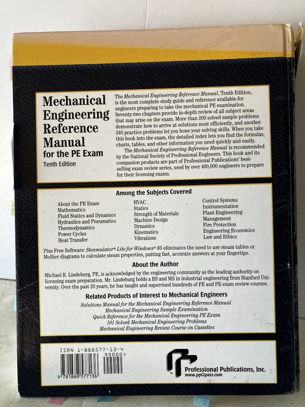 Mechanical Engineering Reference Manual: For the PE Exam by M. Lindeburg 10th Ed gallery