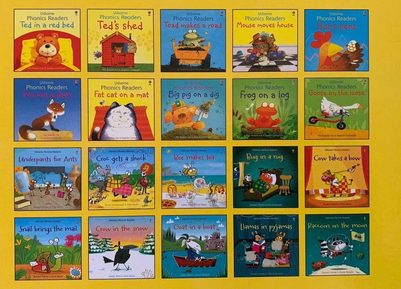 Usborne Phonics Readers 20 Book Set Fox on a Box Frog on Log Bug in a Rug NEW