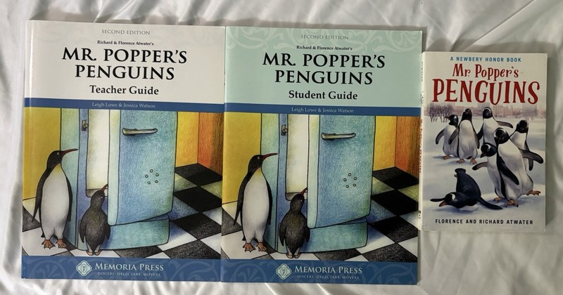 MEMORIA PRESS Mr. Popper’s Penguins book, Teacher Guide & Student Guide Set