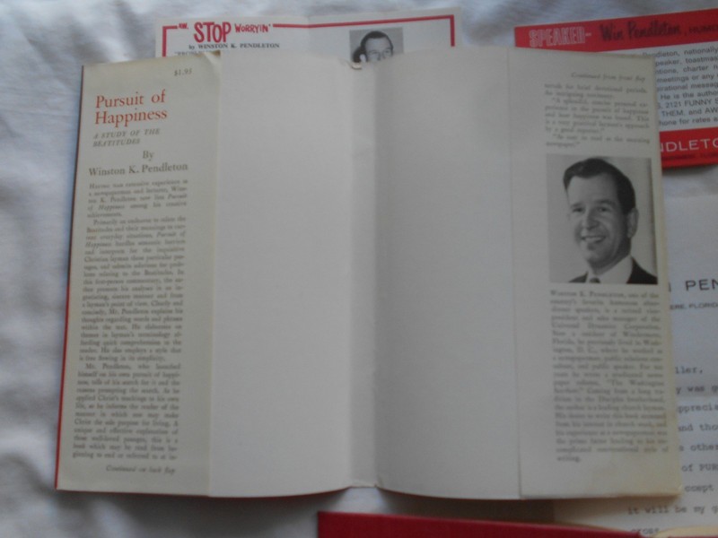 PURSUIT OF HAPPINESS-WINSTON K. PENDLETON-BOOK SIGNED BY AUTHOR & LETTER-1968 gallery