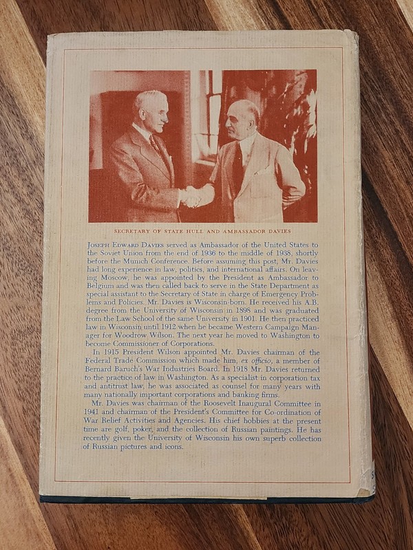 Signed/Inscribed Mission to Moscow - Joseph E. Davies HC/DJ 9th Printing gallery