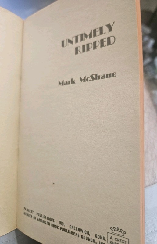 Untimely Ripped by Mark McShane First 1st Edition Vintage Paperback gallery