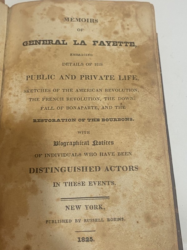 1825 Memoirs General Lafayette, Details Public & Private Life, Revolution HB gallery