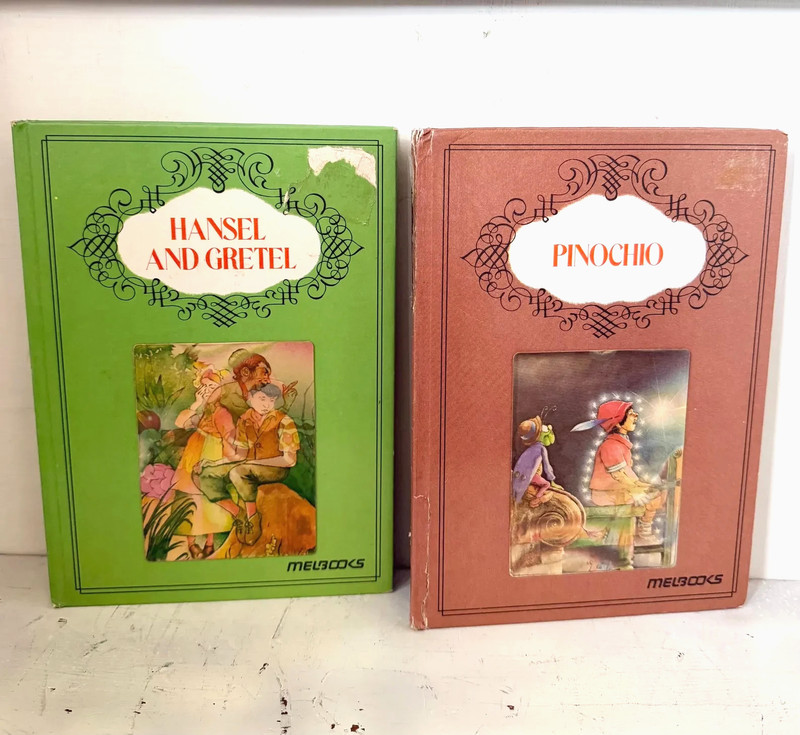 1986 Melbooks 3-D Book Cover Card Series Hansel and Gretel & Pinochio
