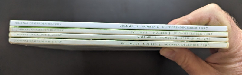 Journal Of Garden History Int Quarterly Vol 16–17 1996–1997 Lot 4 Issues