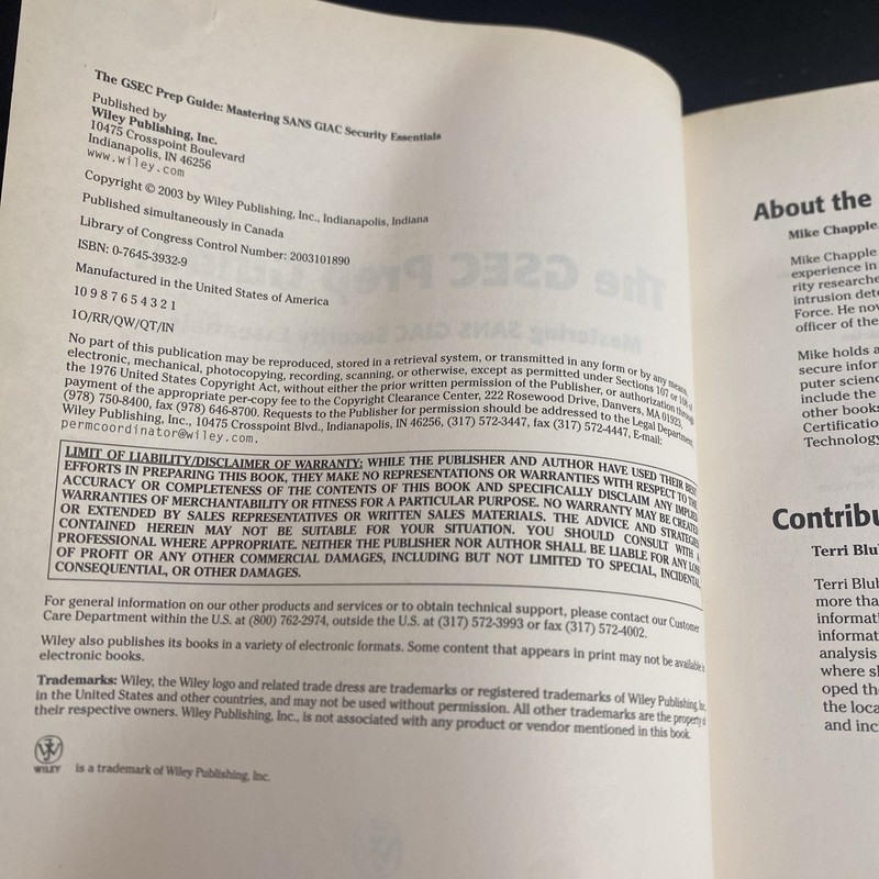 Wiley, The GSEC Prep Guide, SANS GIAC - Mike Chapple / PWL gallery