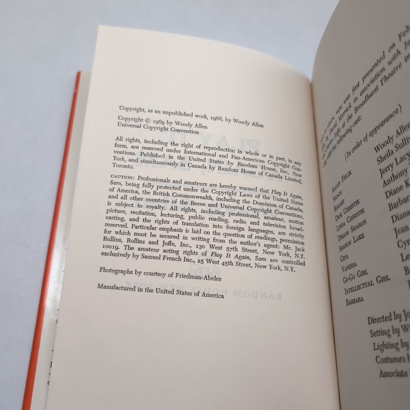 Play It Again, Sam Woody Allen Script 1969 Random House Hardcover gallery
