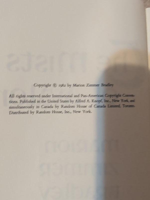 The Mists of Avalon by Marion Zimmer Bradley HC/DJ 1982 First gallery
