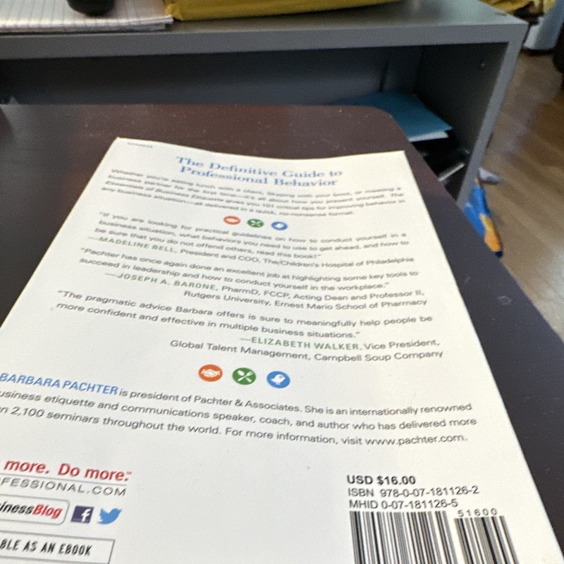 McGraw-Hill Essentials of Business Etiquette Barbara Pachter Paperback Ethics gallery