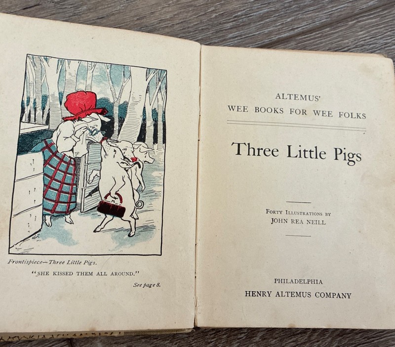 1904 Three Little Pigs (Wee Books for Wee Folks) Henry Altemus Antique Hardcover gallery