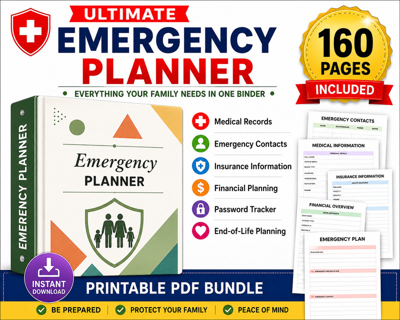 DIGITAL CONTENT- Emergency Binder Printable | End of Life Planner | Household Fa
