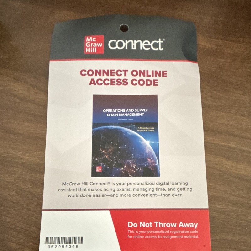 McGraw Hill Connect Online Access Code Operations & Supply Chain Mgmt 7th 2022