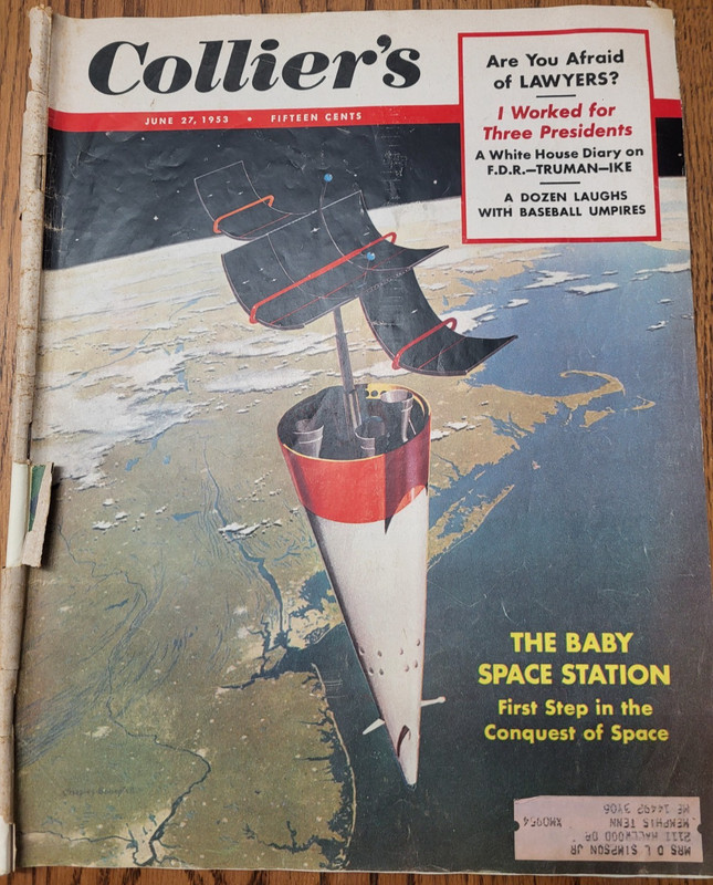 Vintage Colliers June 1953 Space Station Von Braun Cover Marilyn Monroe Art