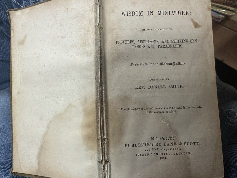 Wisdom in Miniature — Proverbs & Aphorisms, New York, 1851 (5 × 3 in.)