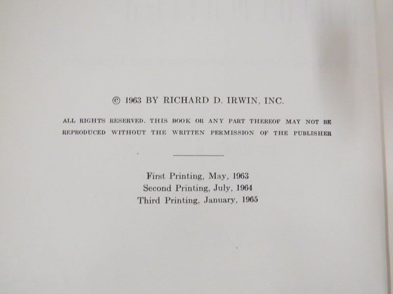 Mathematics With Applications in Management & Economics Bowen 1965 Irwin gallery