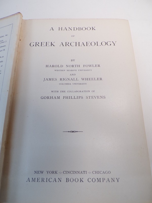 A Handbook of Greek Archaeology Harold North Fowler and James Rignall Wheeler HC gallery