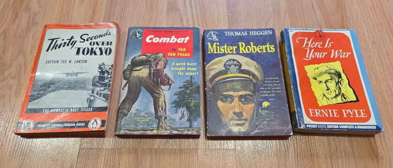 Pocket Book WW2 WWII VTG PAPERBACK LOT Mister Roberts Here Is Your War Combat