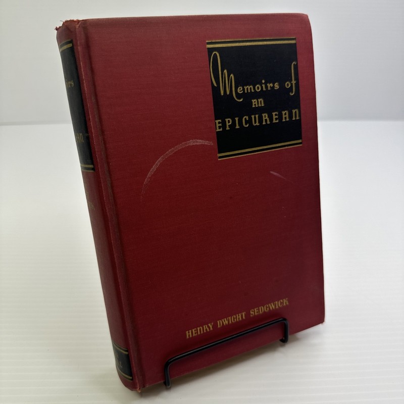 Memoirs of an Epicurean Henry Dwight Sedgwick First Edition Bobbs-Merrill Co HC