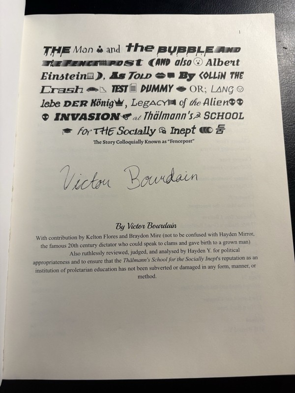 SIGNED Fencepost Victor Bourdain Paperback Absurdist Satire Indie Novel Auto gallery