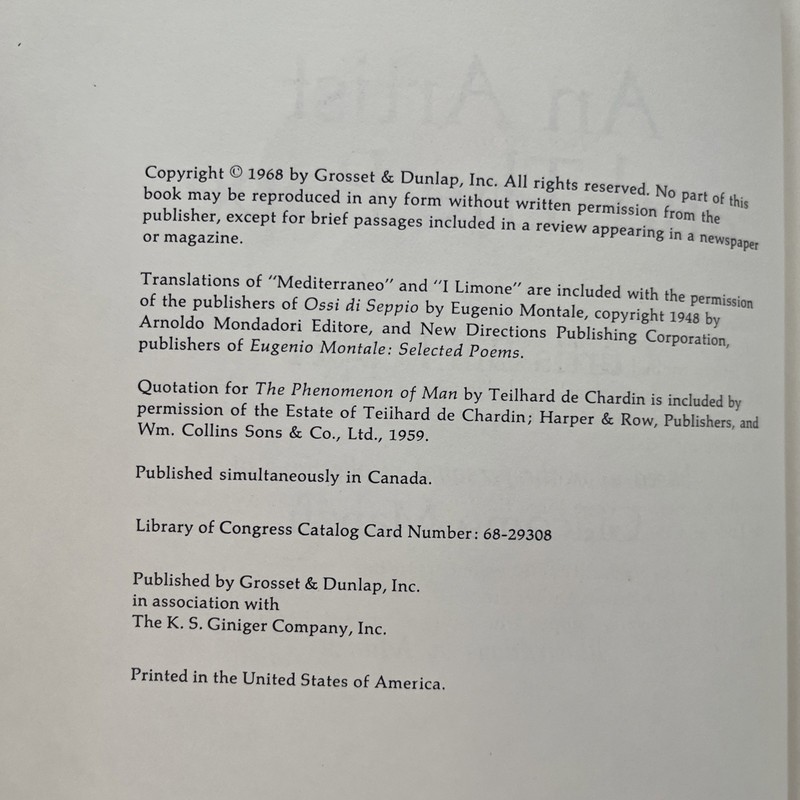 An artist and the pope book, by curtis bill pepper, 1968 Hardcover with GJ gallery