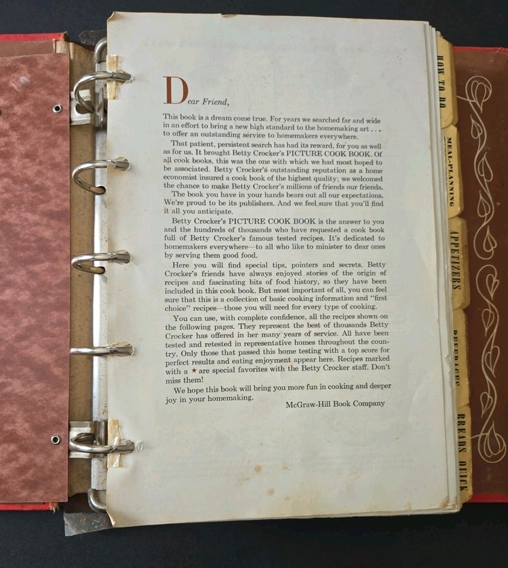 Vintage 1950 Betty Crocker's Picture Cook Book First Edition 5-Ring Binder Text gallery