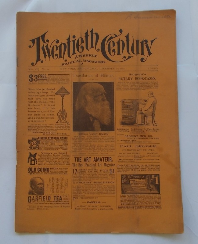 20th Century Weekly Radical Magazine Dec 10, 1891 Pierre-Joseph Proudhon Anarchy