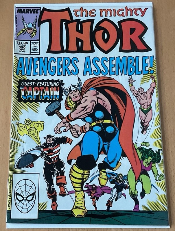 Marvel Comics The Mighty Thor #390 1988 Captain America Lifts Mjolnir VF+