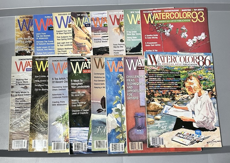 LOT OF 16: Watercolor An American Artist Publication – 1986 – 1995 Magazines