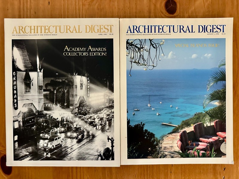 Lots of ARCHITECTURAL DIGEST Magazines by Year 1990 to 2015 +Celebrity Homes Eds