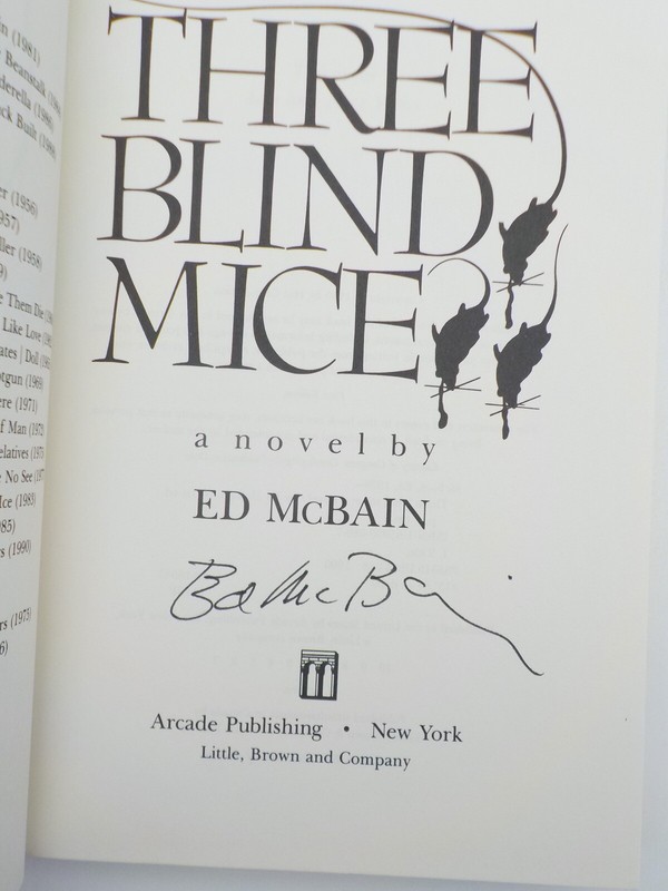 THREE BLIND MICE Ed McBain Signed First Edition Arcade Publishing HC 1990 gallery