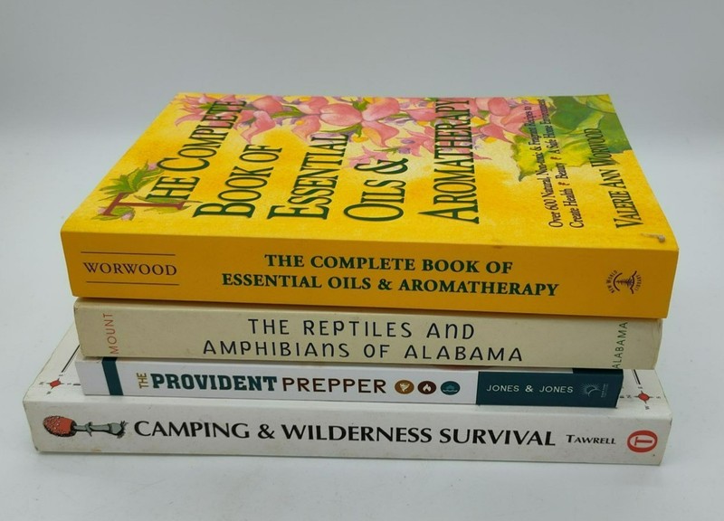 4 Book Lot Prepper Survivalist Reptile Essential Oil Camping Wilderness Survival