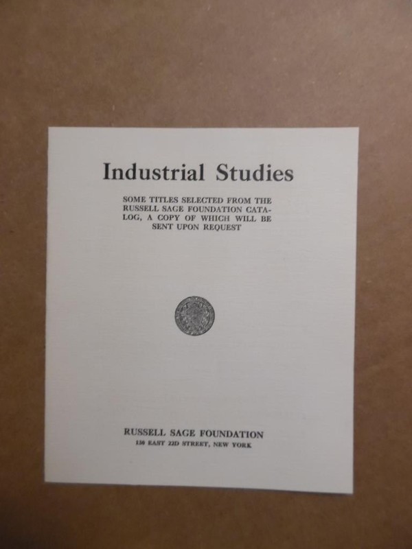 c.1922 Russell Sage Foundation Industrial Studies Book Catalog Social Justice